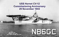 QSL Card - USS Nornet CV-12 Commissioning